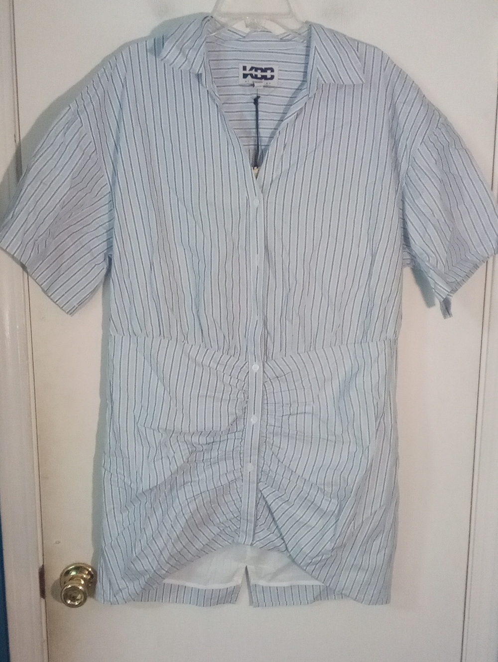 * KBB By Kahlana Light Blue Striped Short-Sleeve Mini Dress NWT $50